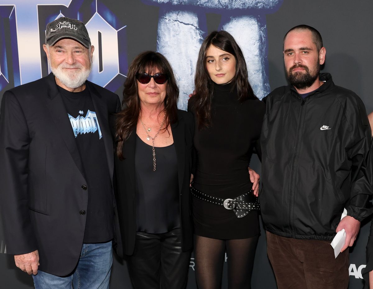 LOS ANGELES, CALIFORNIA - SEPTEMBER 09: (L-R) Rob Reiner, Michele Singer Reiner, Romy Reiner and Nick Reiner arrive at the Premiere Of "Spinal Tap II: The End Continues" at The Egyptian Theatre Hollywood on September 09, 2025 in Los Angeles, California. (Photo by Kevin Winter/GA/The Hollywood Reporter via Getty Images)