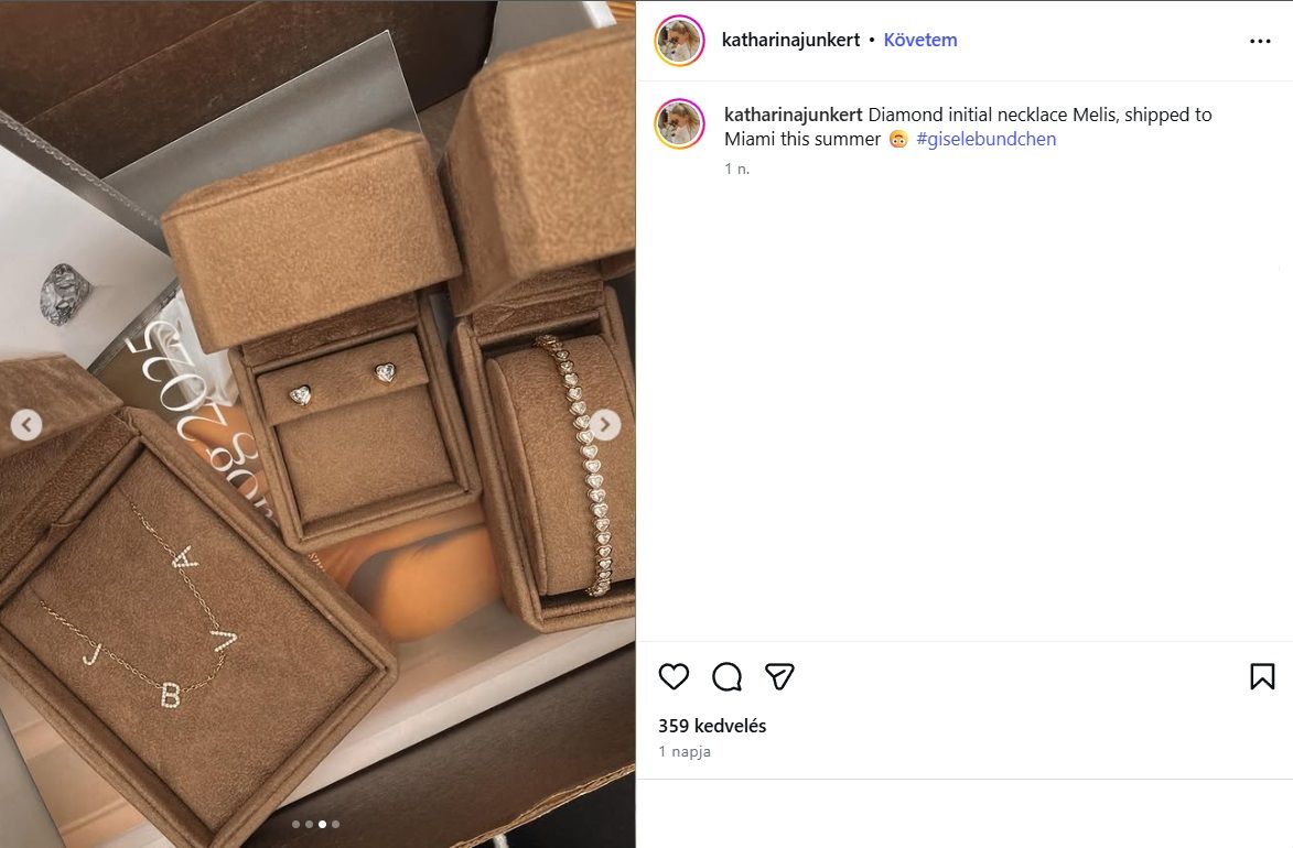 Gisele Bündchen nyaklánca az ékszertervező oldalán