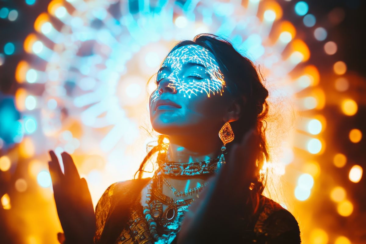 szép fiatal nőben aktiválódik a kundalini energia