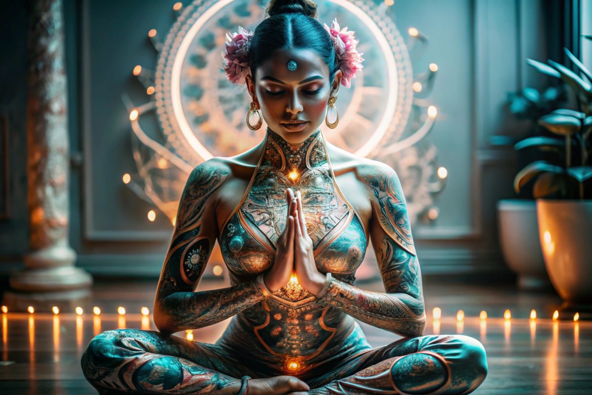 meditáló fiatal nő