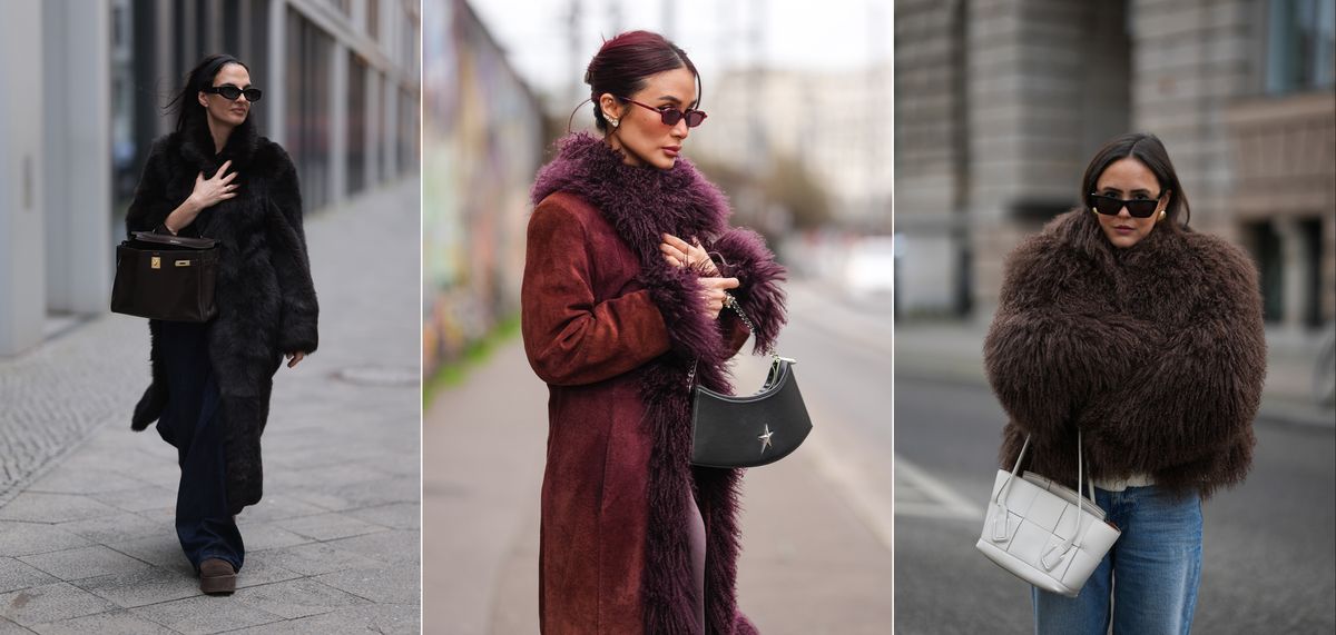 barna szőrmekabát, fekete szőrmekabát, burgundi szőrmekabát