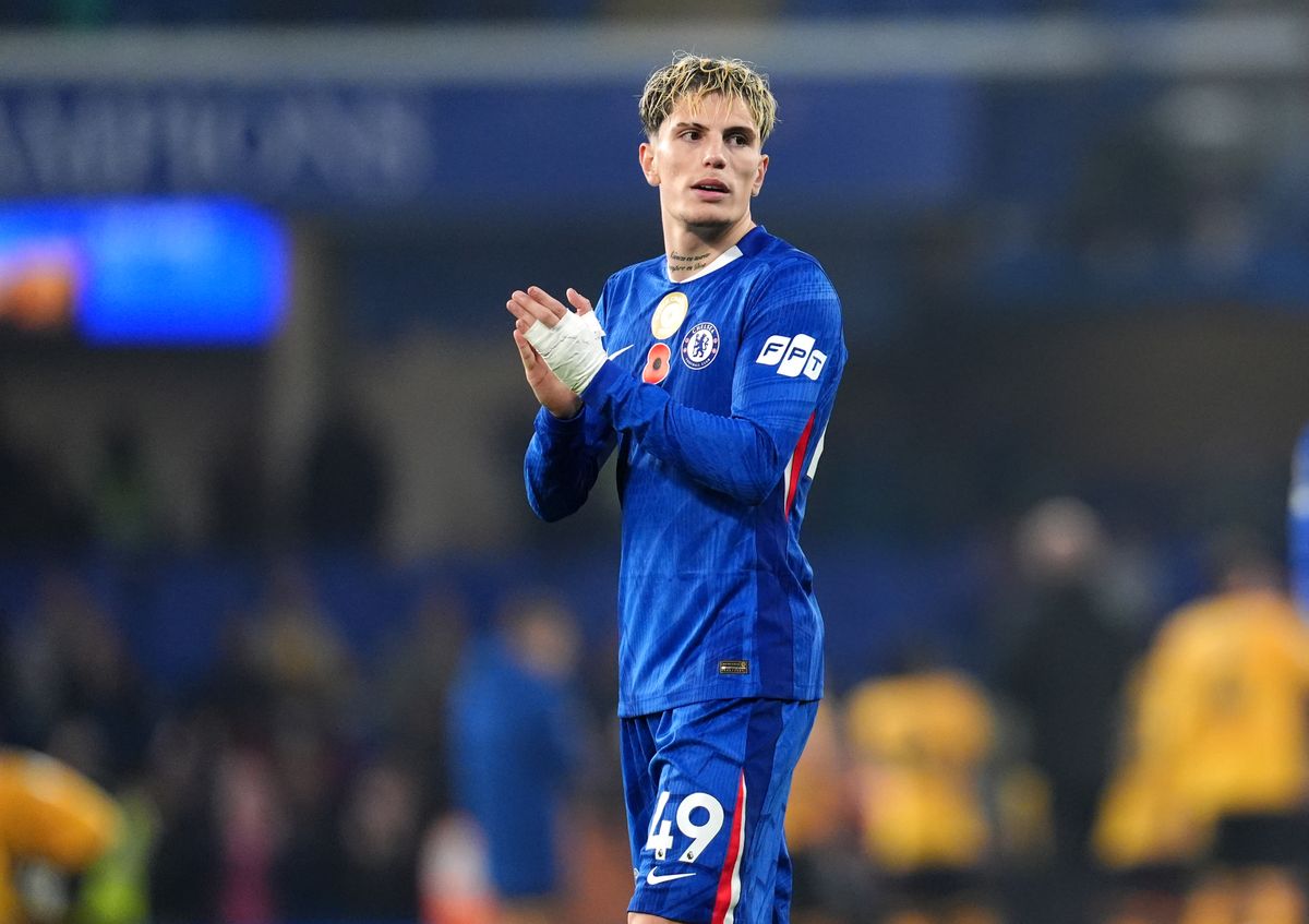 Chelsea's Alejandro Garnacho applauds the fans following victory in the Premier League match at Stamford Bridge, London. Picture date: Saturday November 8, 2025. (Photo by John Walton/PA Images via Getty Images)