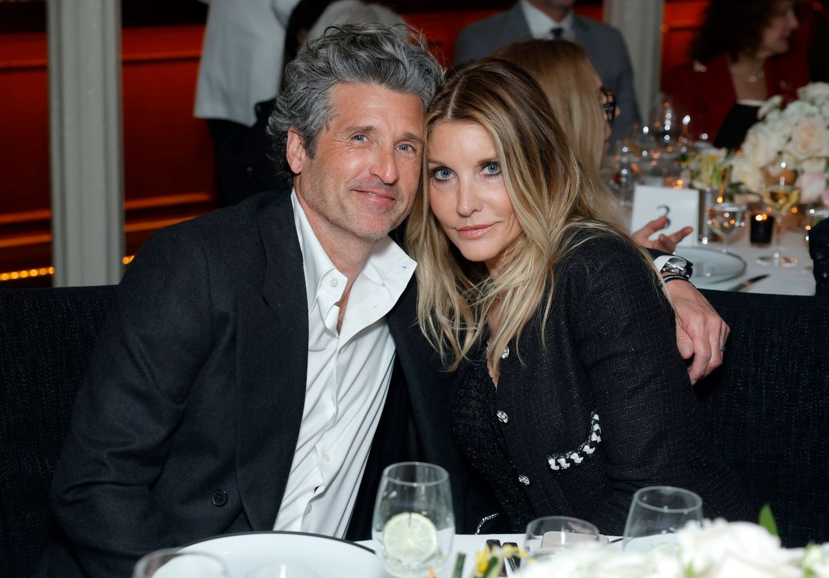 BEVERLY HILLS, CALIFORNIA - MARCH 01: (L-R) Patrick Dempsey and Jillian Fink attend the CHANEL and Charles Finch Annual Pre-Oscar Dinner at the Polo Lounge at The Beverly Hills Hotel on March 01, 2025 in Beverly Hills, California. (Photo by Stefanie Keenan/WireImage)