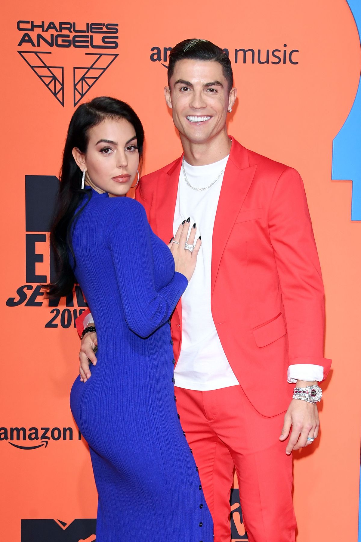SEVILLE, SPAIN - NOVEMBER 03: Georgina Rodriguez and Cristiano Ronaldo attend the MTV EMAs 2019 at FIBES Conference and Exhibition Centre on November 03, 2019 in Seville, Spain. (Photo by Daniele Venturelli/Daniele Venturelli/WireImage )