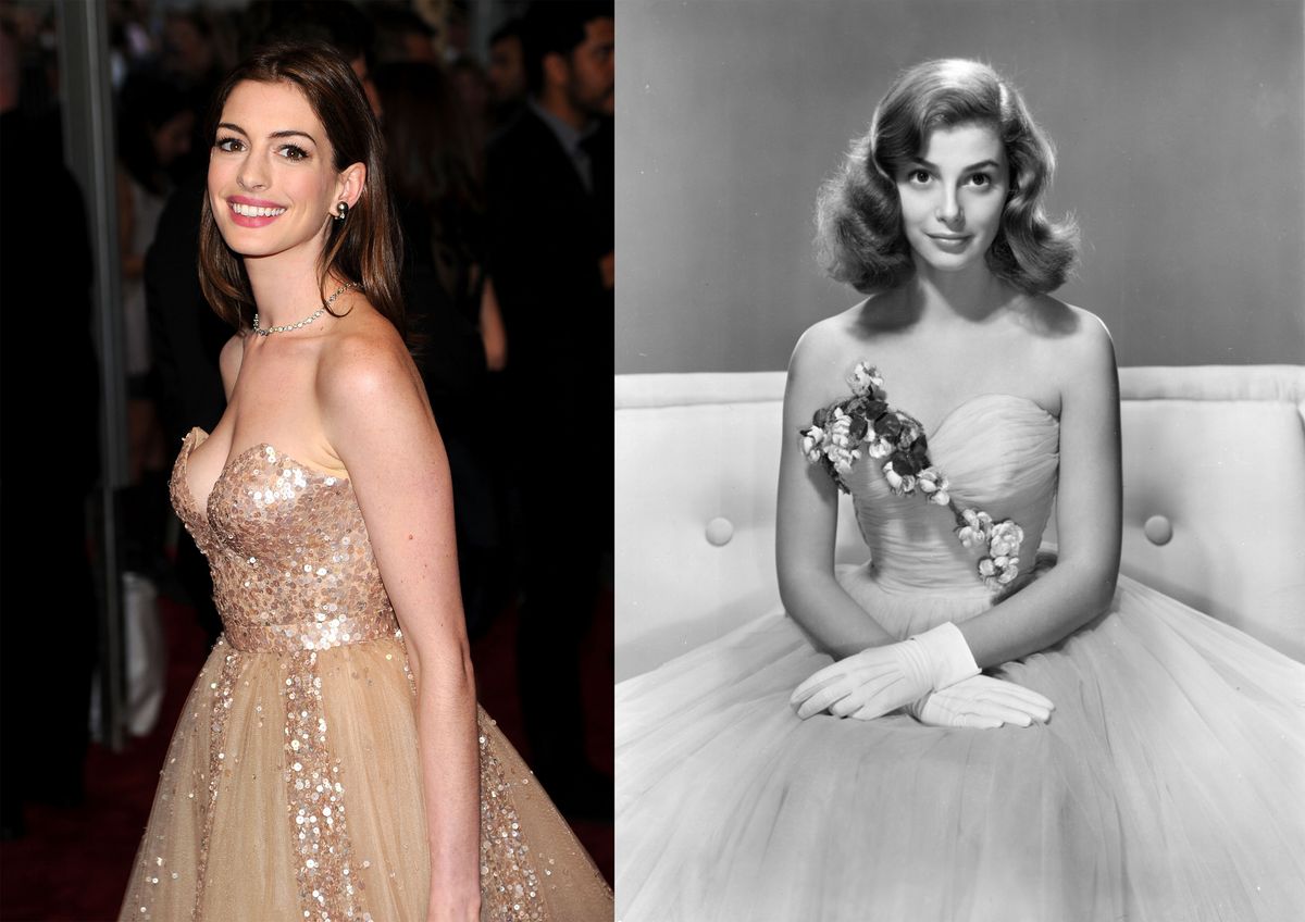 Anne Hathaway és hasonmása a híresség cikkhez.