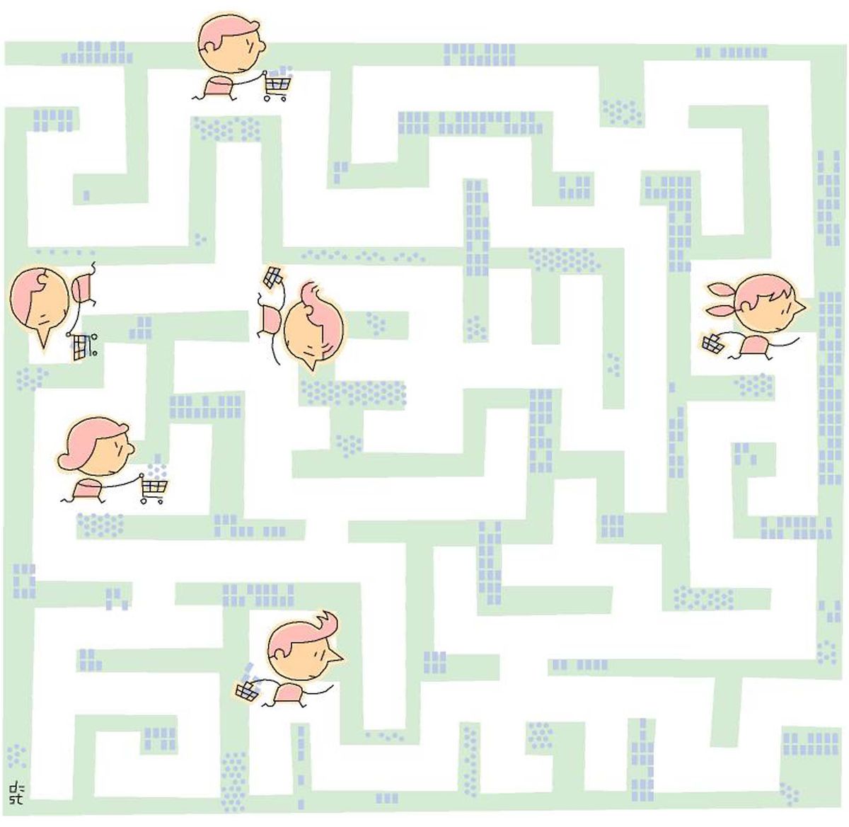 IQ-teszt: Te ki tudnád vezetni a vásárlókat ebből a labirintusból?