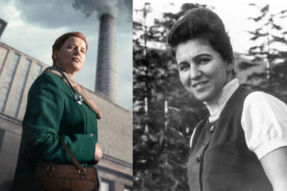 Joanna Kulig az Ólomgyerekek című minisorozat egy jelentében és Dr. Jolanta Wadowska-Król a valóságban a '70-es években. 