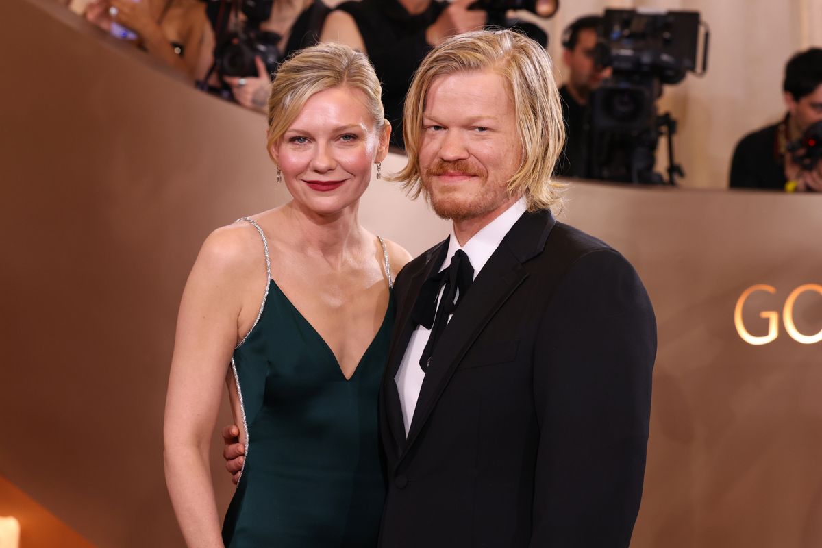 Kirsten Dunst and Jesse Plemons at the 83rd Annual Golden Globes held at The Beverly Hilton on January 11, 2026 in Beverly Hills, California. (Photo by Jesse Grant/2026GG/Penske Media via Getty Images)