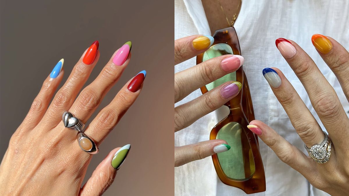 színes francia manikűr