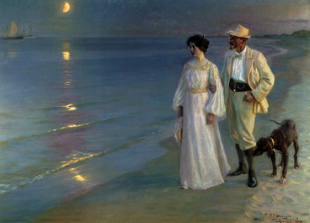 A nászút lévő pár festménye.