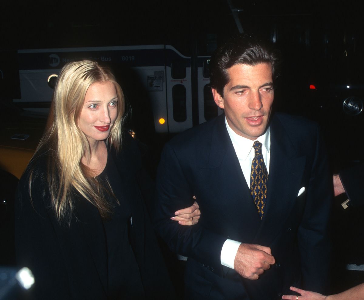 Married American couple, publicist Carolyn Bessette-Kennedy (1966 - 1999) and publisher John F Kennedy Jr (1960 - 1999) attend George magazine's second anniversary party at Asia De Cuba, New York, New York, November 5, 1997. (Photo by Ron Galella, Ltd./Ron Galella Collection via Getty Images)