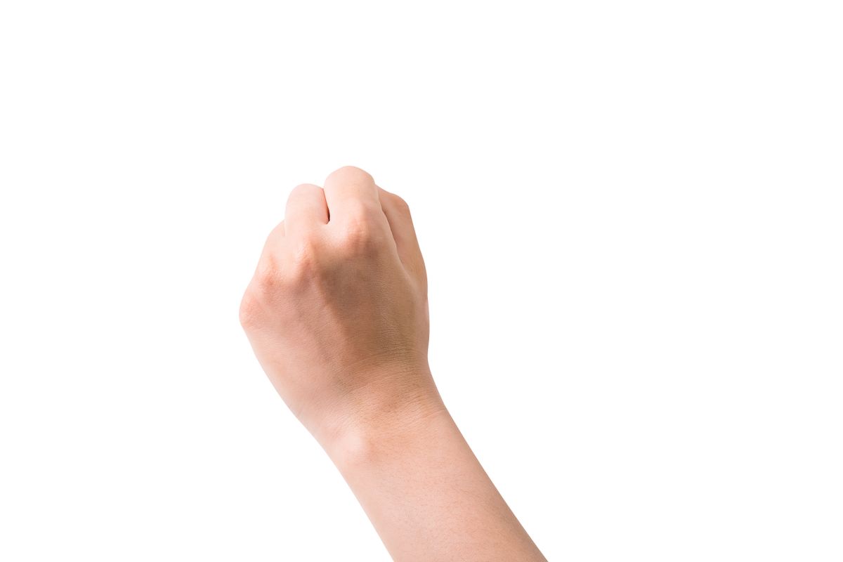 Hand fist isolated on white background. Clipping path