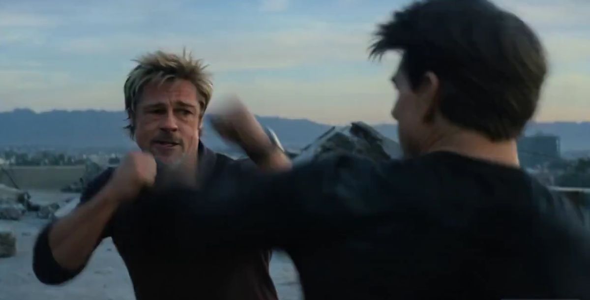 A képen az AI által generált Brad Pitt és Tom Cruise harcol egymással