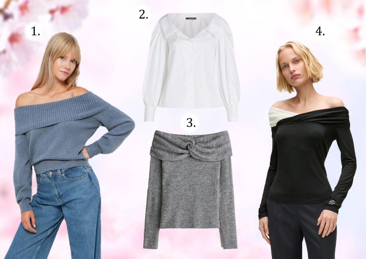 1. Hollister Co.
CLOUD FOLDOVER - Pulóver - 
12 790 Ft
2. KARL LAGERFELD
OFF SHOULDER SHIRT - Gombos blúz - 
91 490 Ft
3. H&M Nyitott vállú pulóver
6 995 Ft
4. KARL LAGERFELD Off-shoulder top
€149