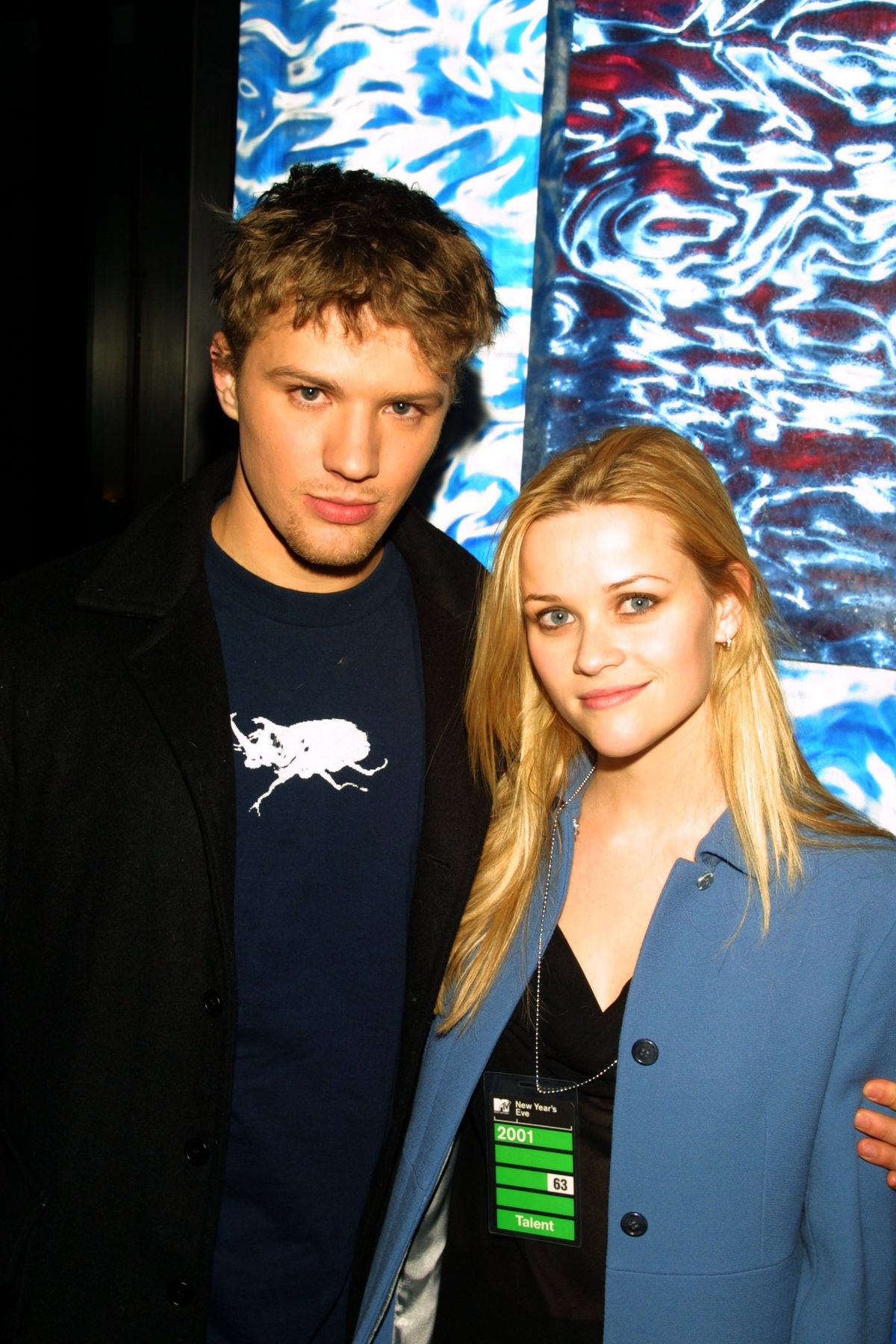 Ryan Phillippe and Reese Witherspoon during MTV New Year's Eve Bash 2001 at MTV Studios in Times Square in New York City, New York, United States. (Photo by KMazur/WireImage)
