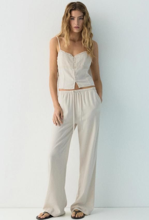 otthoni divat lenvászon nadrággal