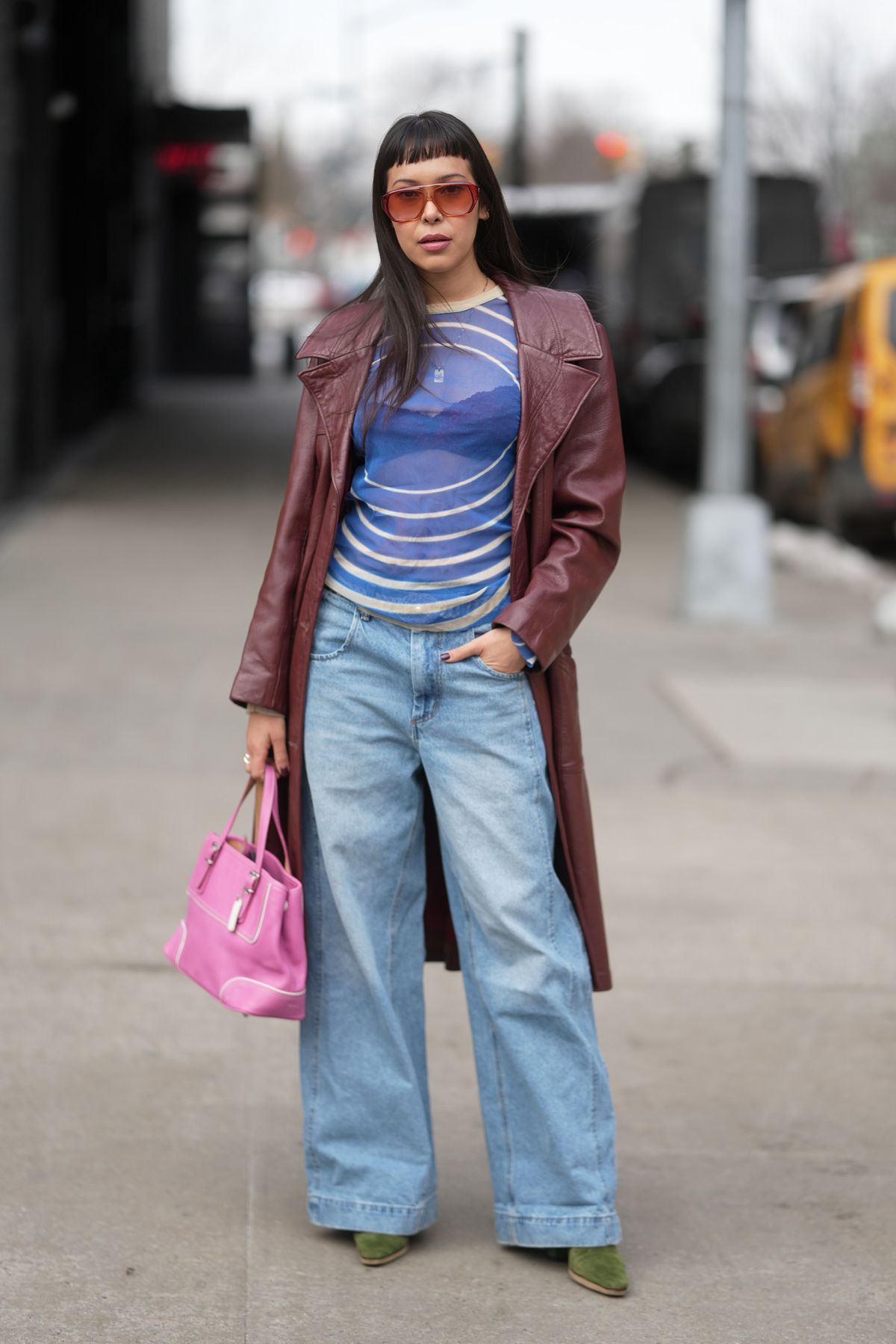 hosszú kabát farmerrel