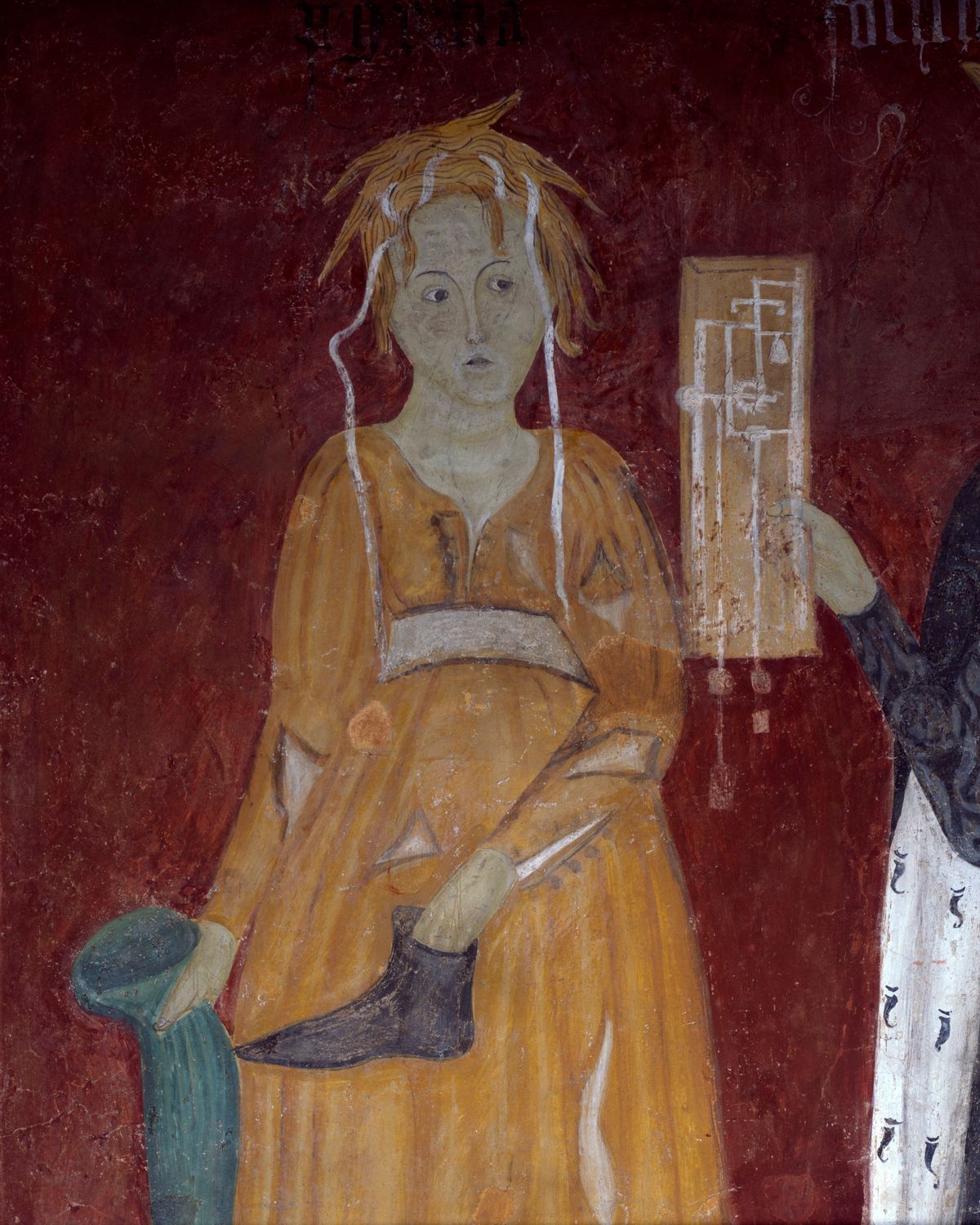 Sloth, detail from a fresco in the Hall of Vices and Virtues, Castiglioni Mantegazza castle, Masnago, Lombardy. Italy, 15th century.