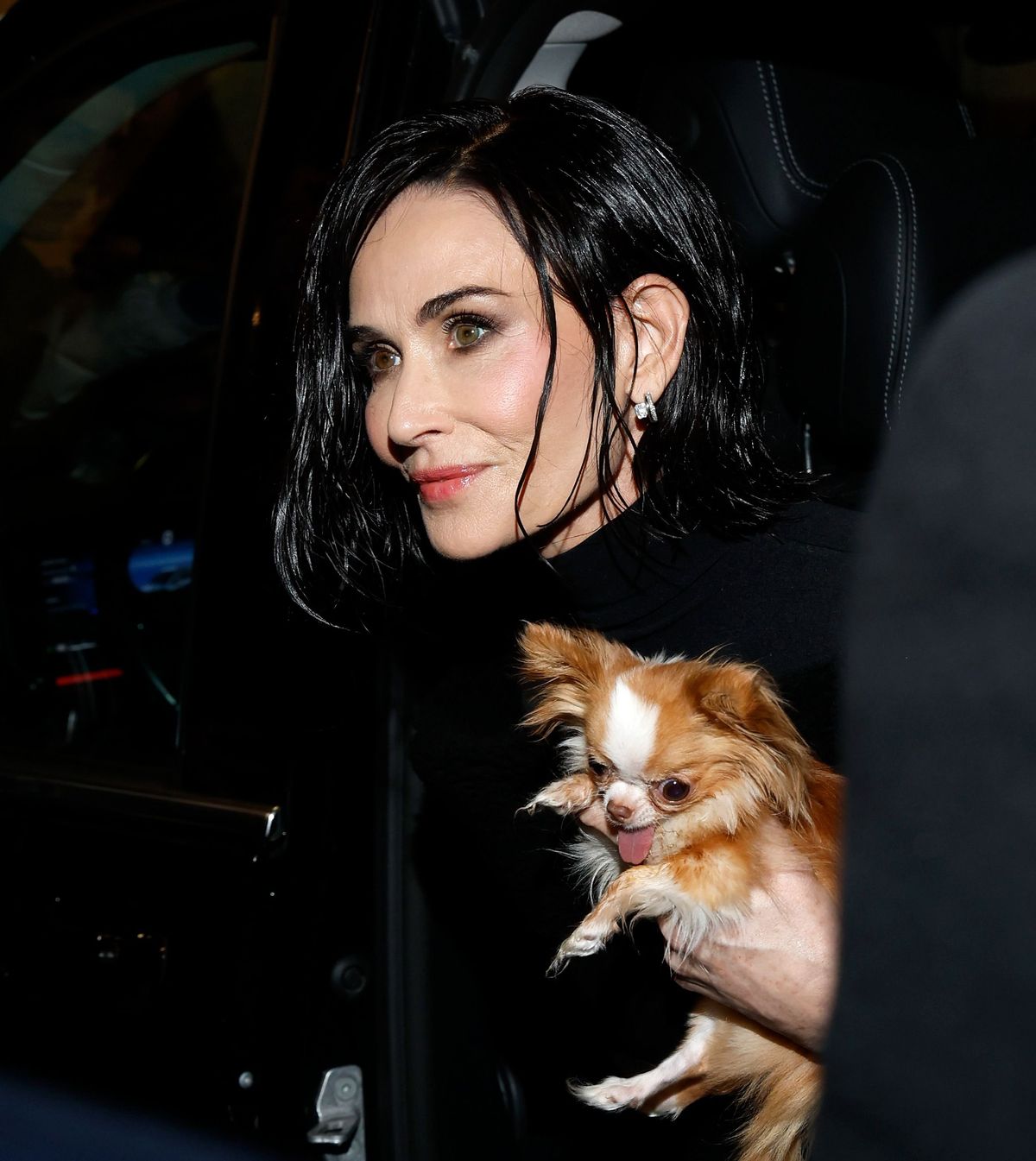 MILAN, ITALY - FEBRUARY 27: Demi Moore is seen arriving at the Gucci FW26 Dinner at Baretto on February 27, 2026 in Milan, Italy. (Photo by Claudio Lavenia/Getty Images for Gucci)
