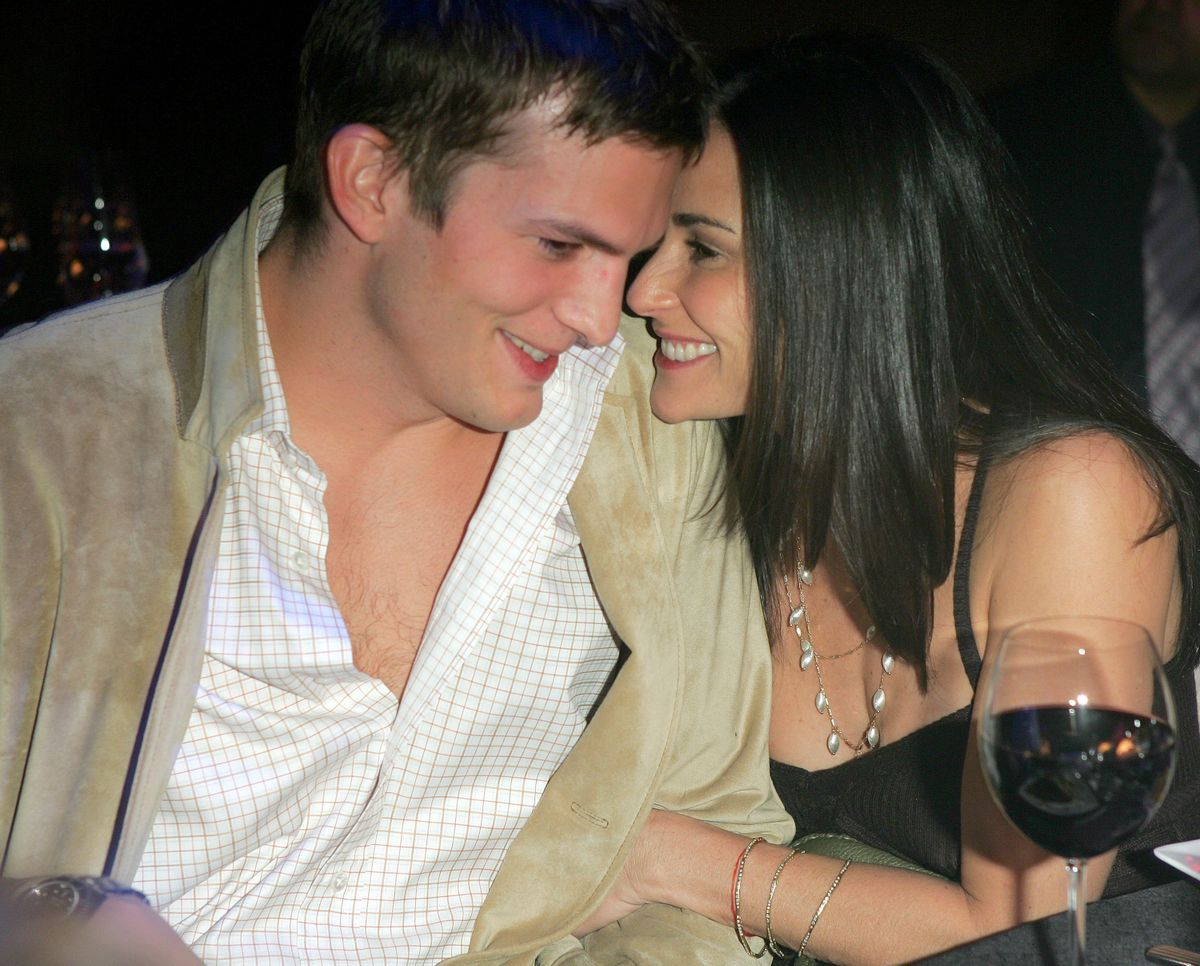 Ashton Kutcher and Demi Moore during Ubid.com Joins Forces with Hollywood Stars to Launch Celebrity Auction to Benefit Hurricane Victims - Inside at Empire Ballroom in Las Vegas, Nevada, United States. (Photo by Chris Polk/FilmMagic)