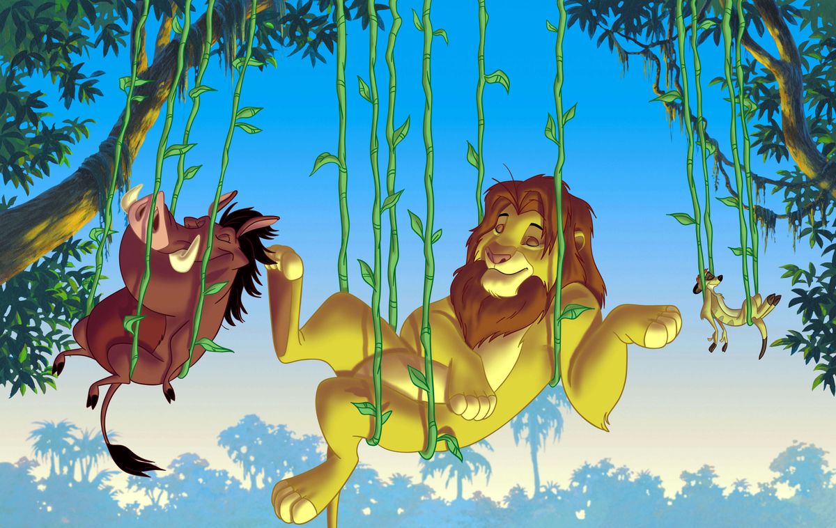 Feb 10, 2004; Unknown, USA; NATHAN LANE provides the voice of Timon and ERNIE SABELLA as the voice of Pumbaa with MATTHEW BRODERICK as the voice of Simba in 'Lion King 3.'