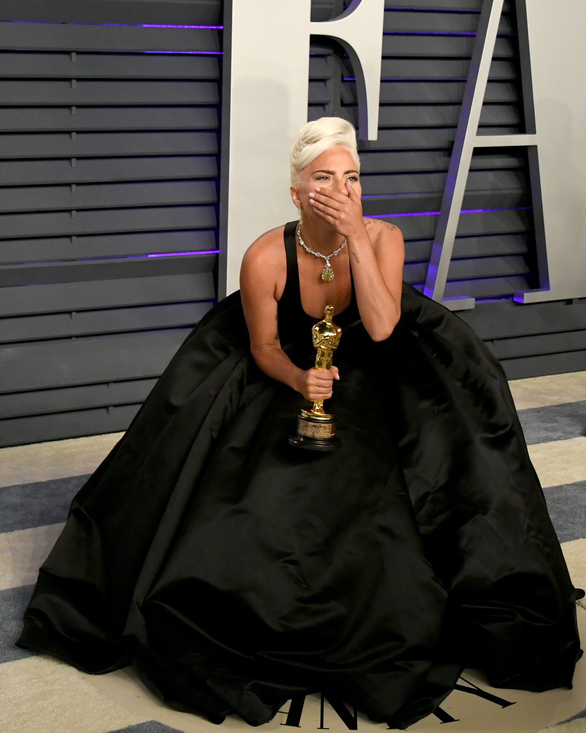 BEVERLY HILLS, CA - FEBRUARY 24:  Lady Gaga, winner of Best Music (Original Song), attends the 2019 Vanity Fair Oscar Party hosted by Radhika Jones at Wallis Annenberg Center for the Performing Arts on February 24, 2019 in Beverly Hills, California.  (Photo by Jon Kopaloff/WireImage)