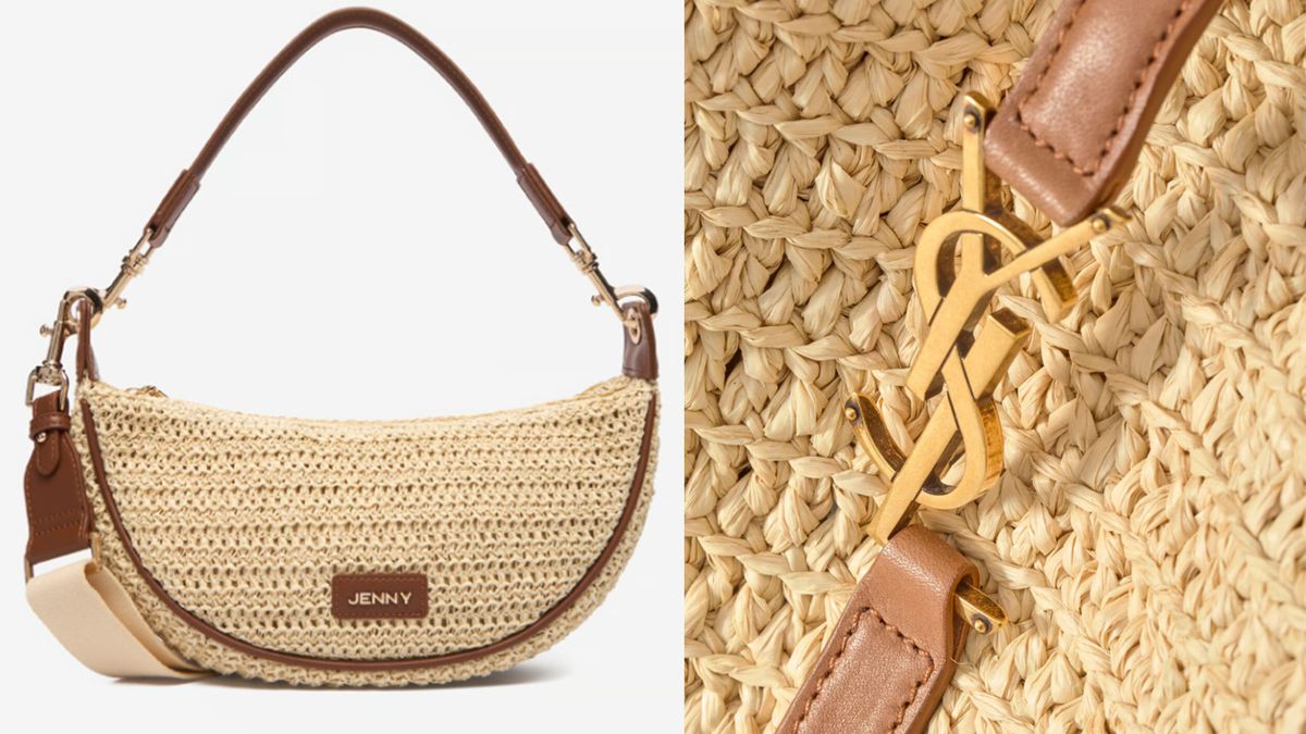 horgolt és raffia táska