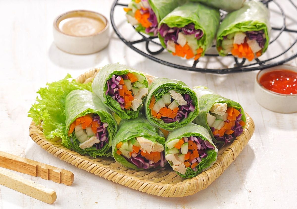 Vietnam Spring Roll. Vietnamese spring rolls, summer spring rolls, or salad spring rolls, a traditional dish in Vietnamese cuisine consisting of pork, shrimp, vegetables, bún, and other ingredients wr