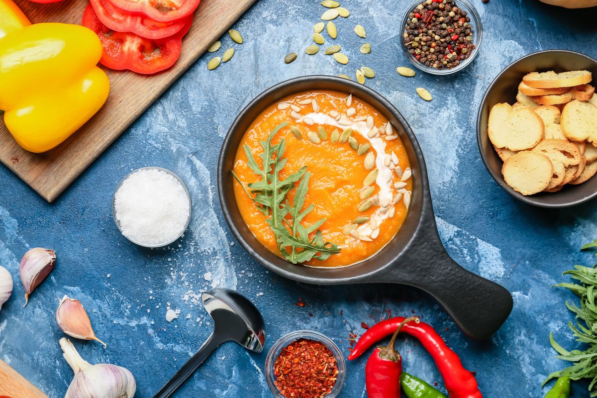 A krémlevesrecept alapján készült étel.