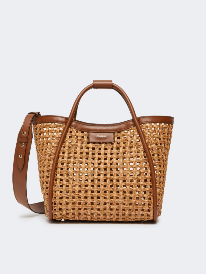 Raffia táska sötét bézs