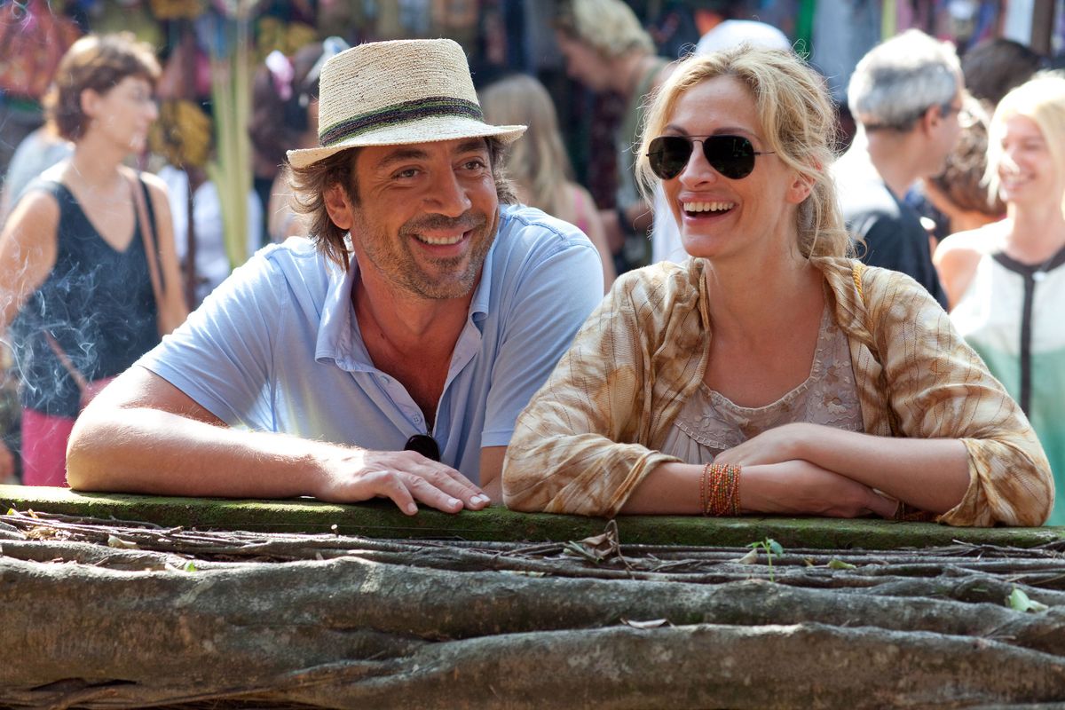 Romantikus filmek: Javier Bardem és Julia Roberts az Ízek, imák, szerelmek című filmben.