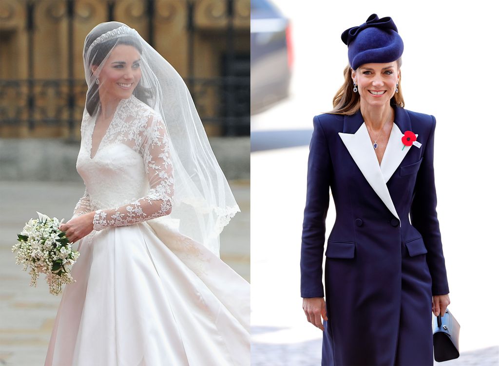 Katalin hercegné az esküvője napján és napjainkban. Ma is ugyanolyan gyönyörű.