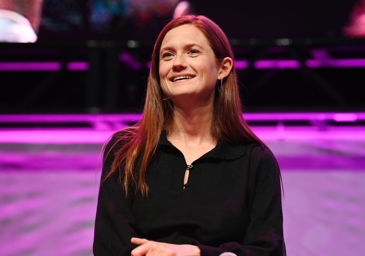 LOS ANGELES, CALIFORNIA - DECEMBER 02:  Bonnie Wright speaks onstage during the "Harry Potter" panel at Los Angeles Comic Con at Los Angeles Convention Center on December 02, 2023 in Los Angeles, California. (Photo by Chelsea Guglielmino/Getty Images)