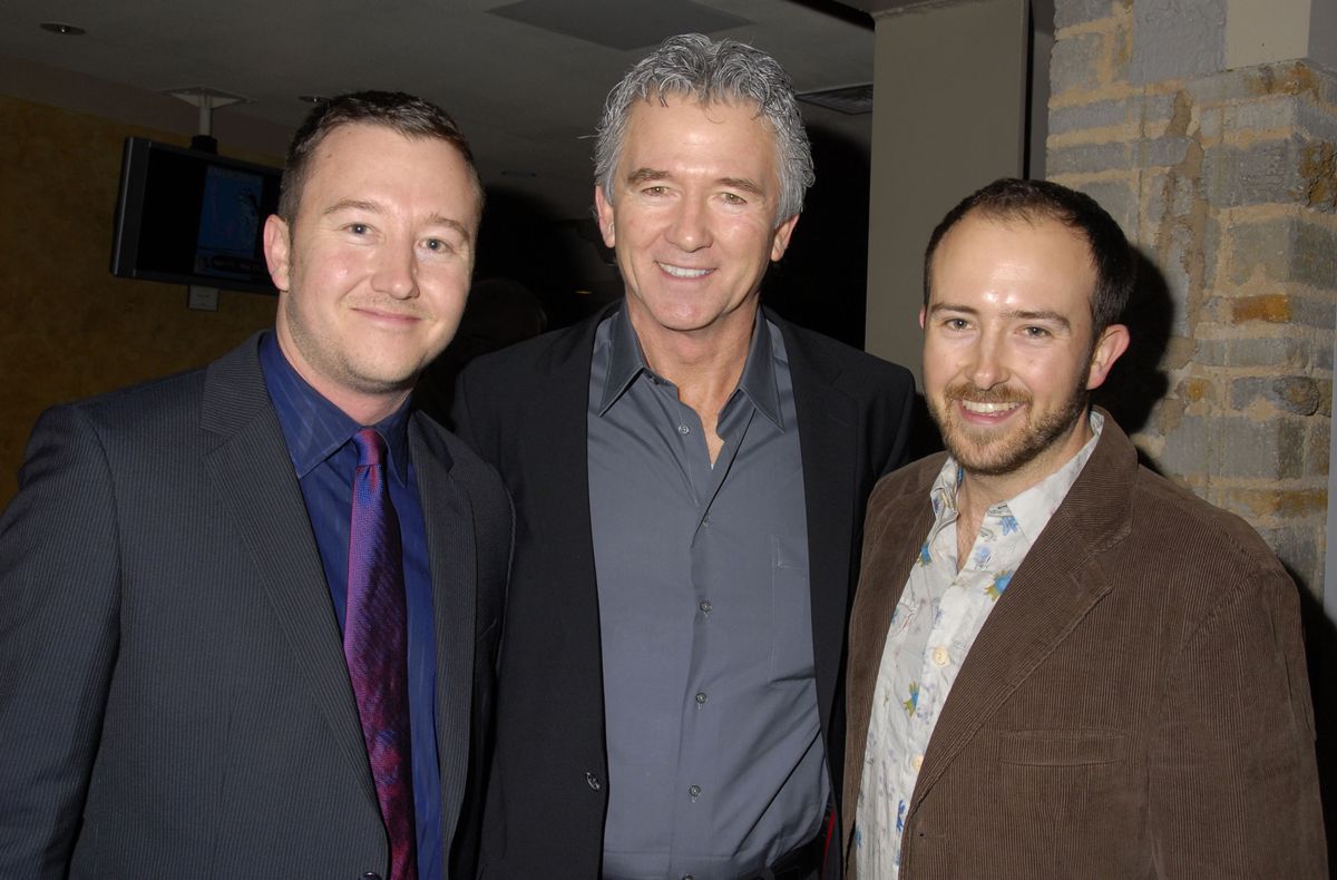 LOS ANGELES, CA - FEBRUARY 13:  Actor Patrick Duffy (Center) and his sons Padriac Duffy(L), Conor Duffy (R) attend the opening night of Joan Rivers: A Work in Progress By A Life in Progress held at the Geffen Playhouse on February 13, 2008 in Los Angeles, California.  (Photo by Barry King/WireImage)