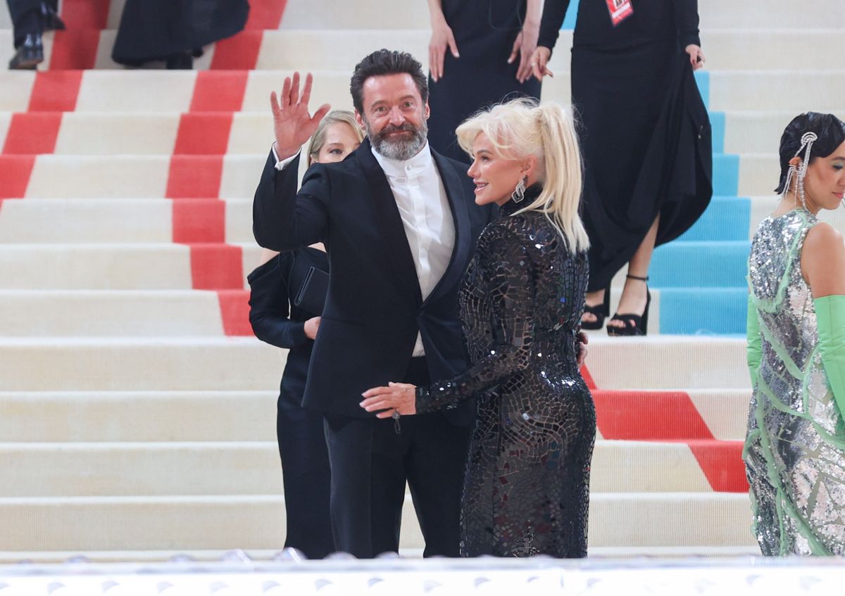 NEW YORK, NY - MAY 01: Hugh Jackman and Deborra-Lee Furness are seen attending The 2023 Met Gala Celebrating 'Karl Lagerfeld: A Line Of Beauty' at The Metropolitan Museum of Art on May 01, 2023 in New York City.  (Photo by Jason Howard/Bauer-Griffin/GC Images)