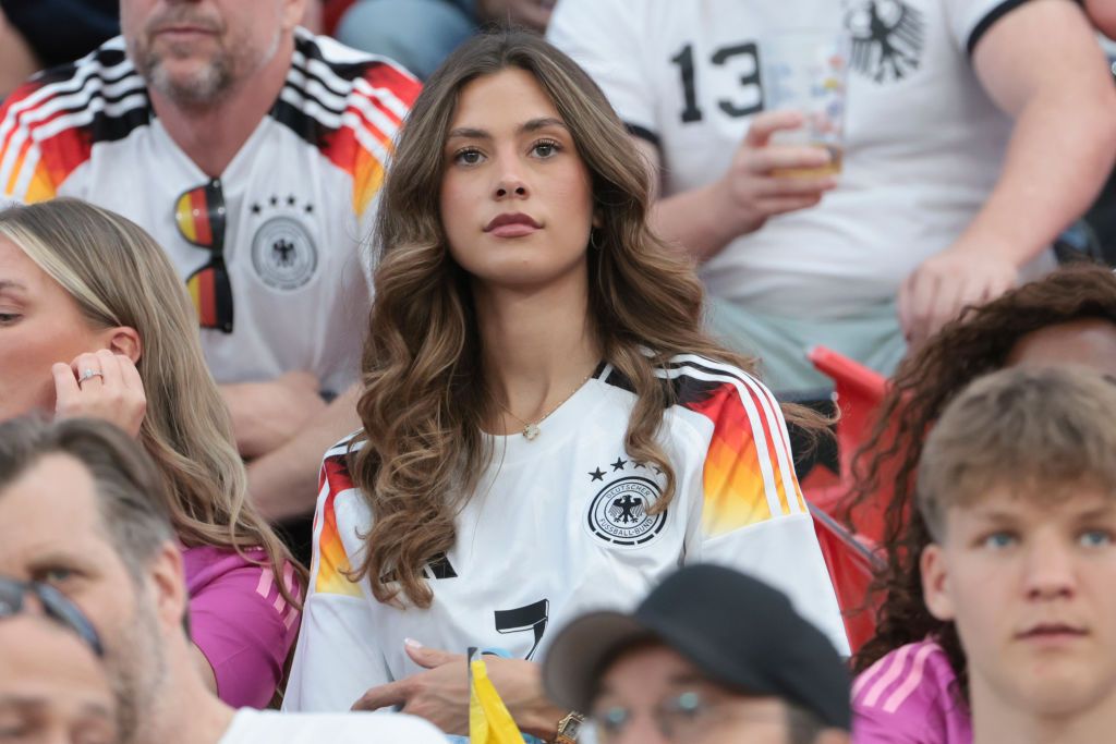 FRANKFURT AM MAIN, GERMANY - JUNE 23: Sophia Weber, girlfriend of Kai Havertz of Germany attends the UEFA EURO 2024 group stage match between Switzerland and Germany at Frankfurt Arena on June 23, 2024 in Frankfurt am Main, Germany.(Photo by Jean Catuffe/Getty Images)