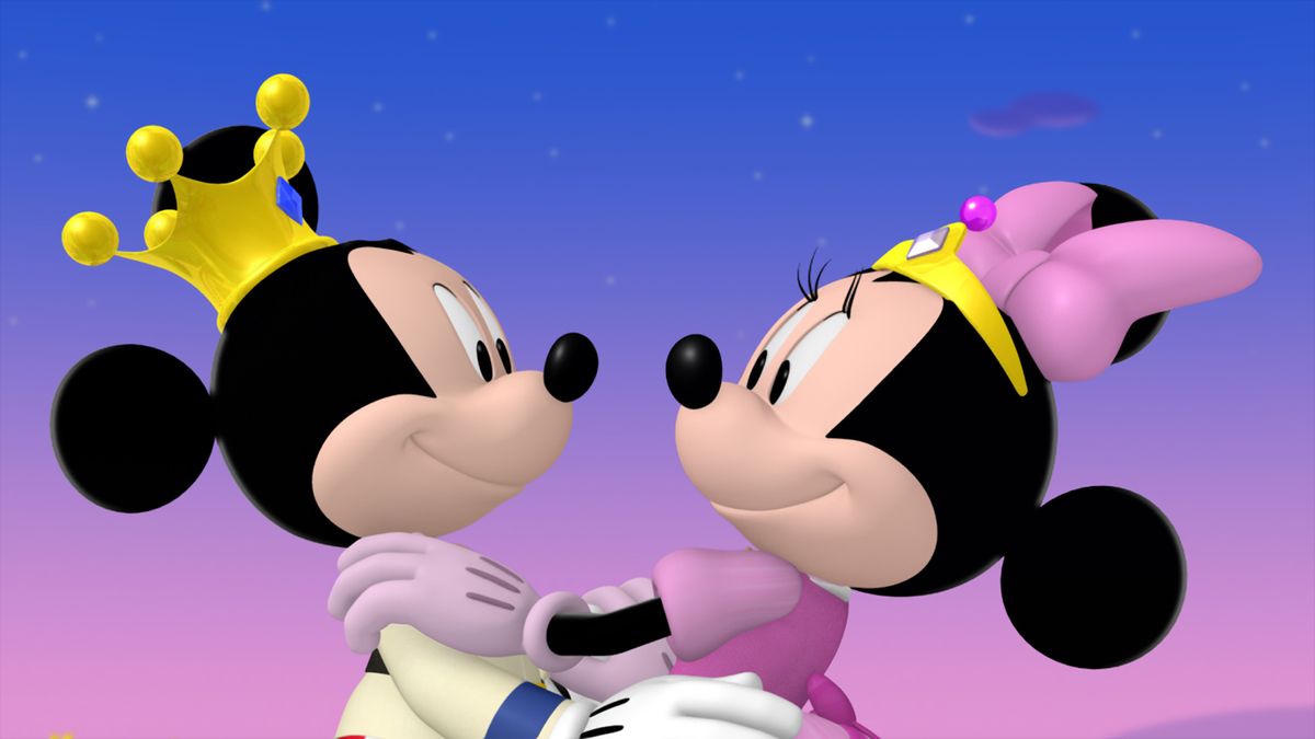 MICKEY MOUSE CLUBHOUSE - "Minnie-rella" - With fairy godmother Clarabelle's help, Minnie is transformed into Minnie-rella and attends Prince Mickey's Grand Ball. This episode of Disney Junior's "Mickey Mouse Clubhouse" airs Friday, February 14 on Disney Junior (9:00 AM - 9:30 AM ET/PT). (Disney Junior via Getty Images)
MICKEY MOUSE, MINNIE MOUSE