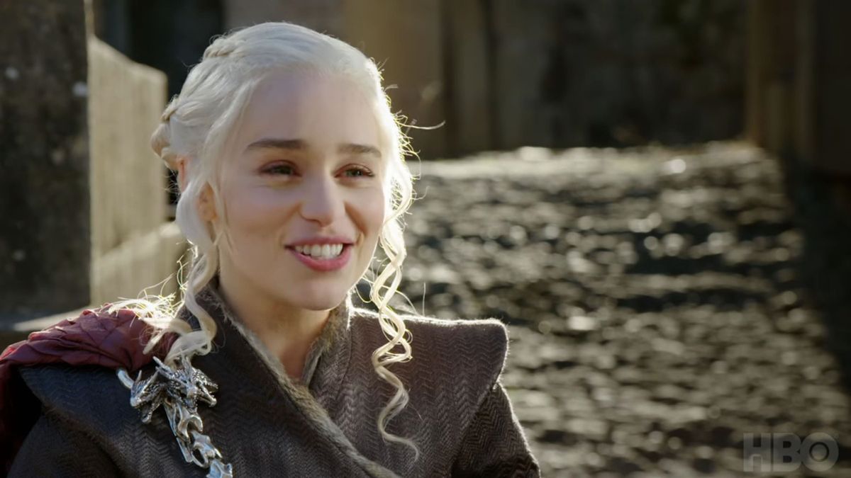 Emilia Clarke, mint Daenerys Targaryen a Trónok harcában.