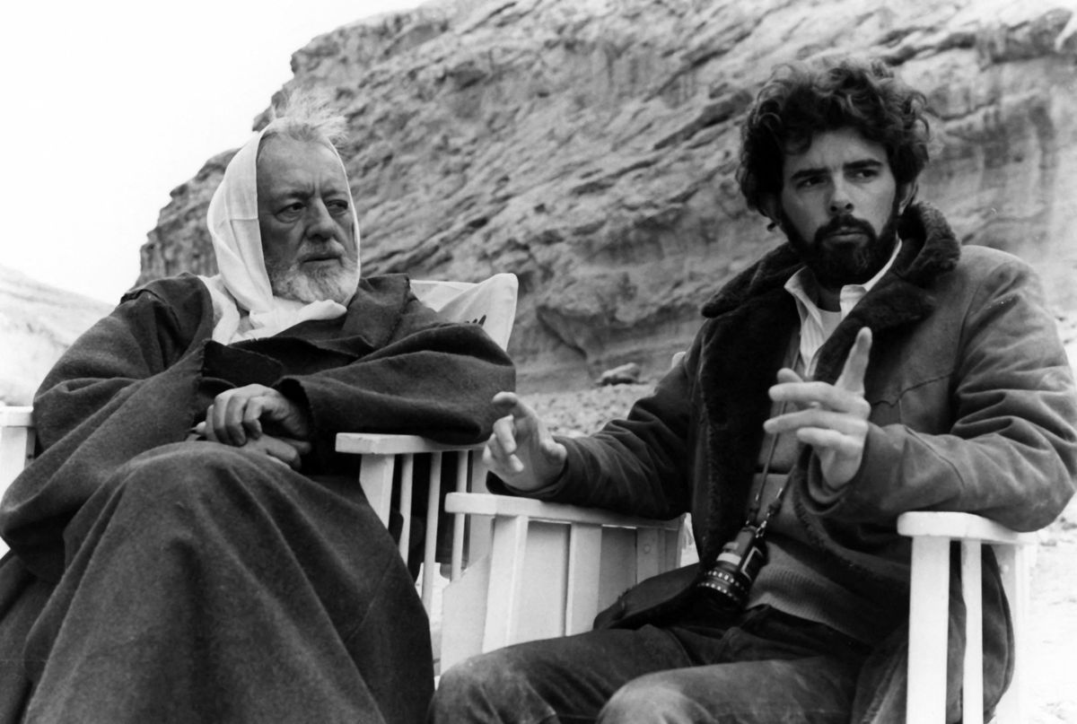 George Lucas és Alec Guinness 1977-ben