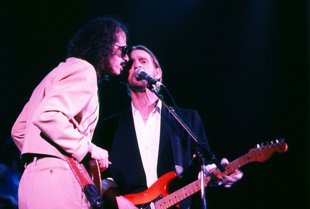 Carlos Santana és Alex Ligertwood a Santana rockbanda 1979-es fellépésén