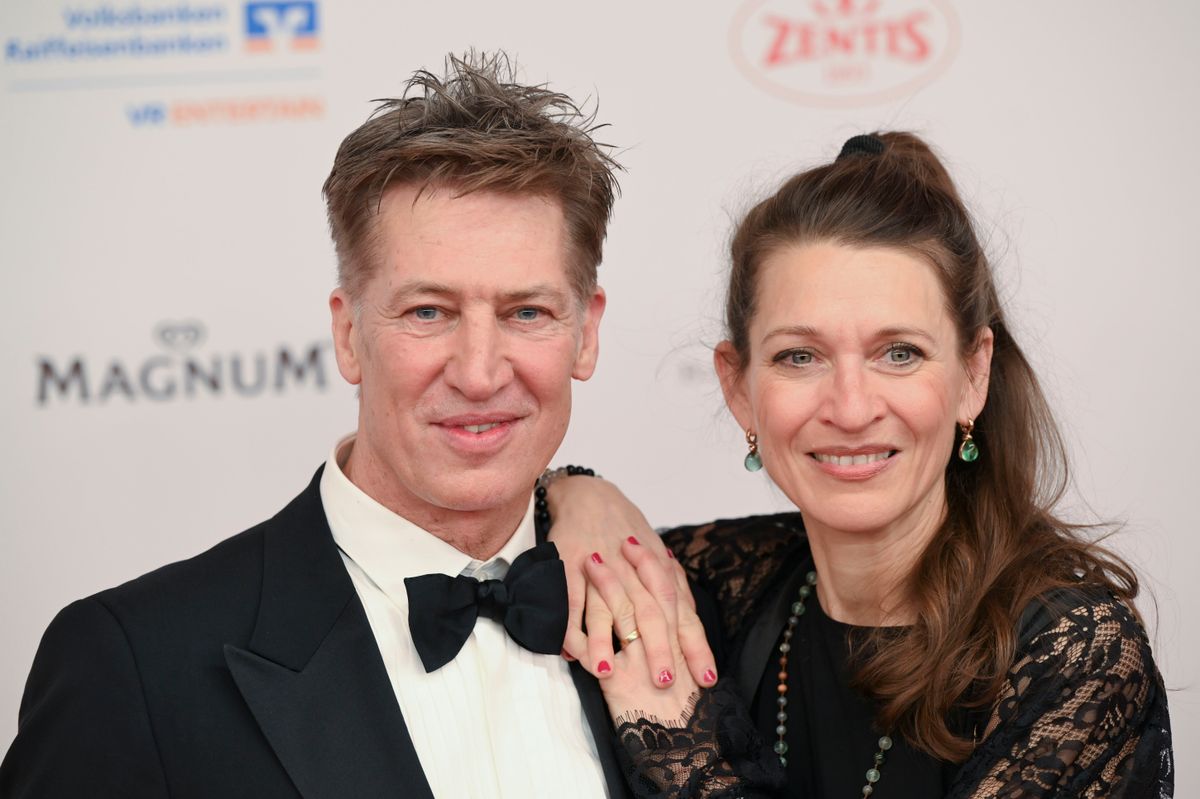 MUNICH, GERMANY - JANUARY 25: Tobias Moretti and Julia Moretti arrive for the German Film Ball 2025 at Hotel Bayerischer Hof on January 25, 2025 in Munich, Germany. (Photo by Hannes Magerstaedt/WireImage)