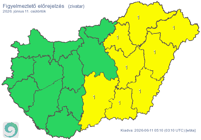 A fél országra figyelmeztetést adtak ki, még csütörtökön is zivatarokra kell számítani