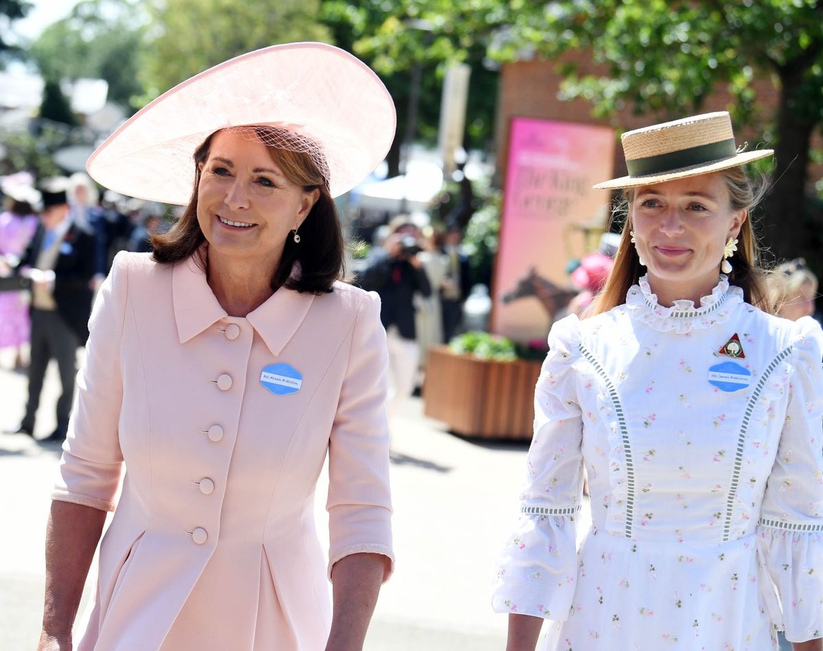 Carole Middleton and Alizee Thevenet,arrive for Royal Ascot 2026 day 2,Image: 1110742819, License: Rights-managed, Restrictions: , Model Release: no , Pictured: Carole Middleton and Alizee Thevenet,arrive for Royal Ascot 2026 day 2