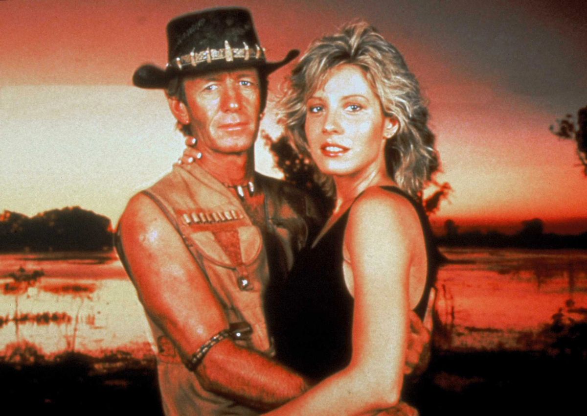 Paul Hogan és Linda Kozlowski az 1986-os Krokodil Dundee-ban.