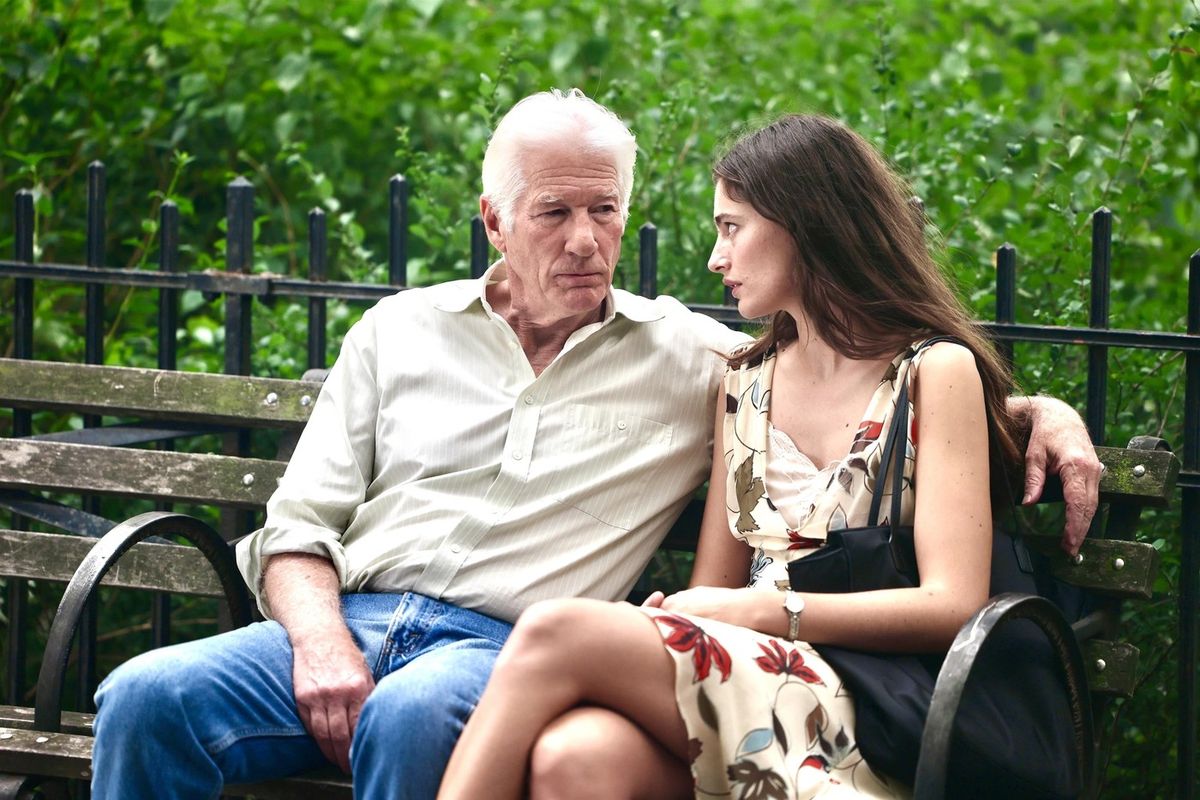 Richard Gere és Diana Silvers romantikus drámájuk, az Asymmetry forgatásán New Yorkban.