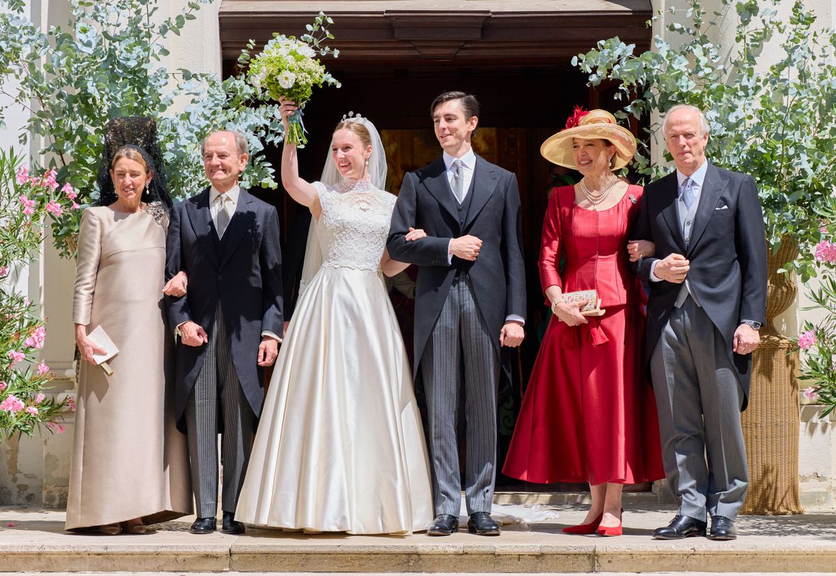 Wedding of Isabel Habsburg-Lorraine-Bourbon-Sicily, Archduchess of Austria, and Don Carlos de Palacio y Gaytán de Ayala at the Jesuit Church in Vienna, Austria, on 25 July 2026.  Carlos María de Palacio y de Oriol and Teresa Gaytán de Ayala y Domínguez  ,  Isabel HABSBURG LOTHRINGEN, Don Calos de PALACIO GAYTAN de AYALA,  Braut Eltern,  Simeon von Österreich and Maria Paloma von Bourbonen , (Photo by Starpix / A. Tuma / APA-Images via AFP)