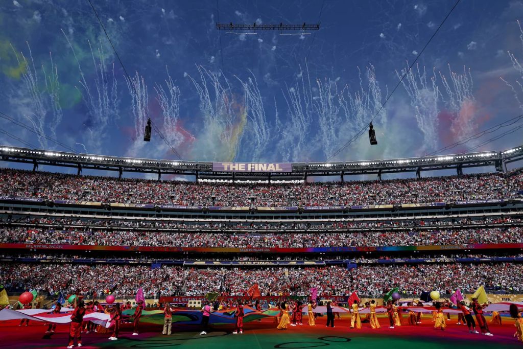 A New York-i MetLife stadium a FIFA világbajnokság döntőjének félidejében.