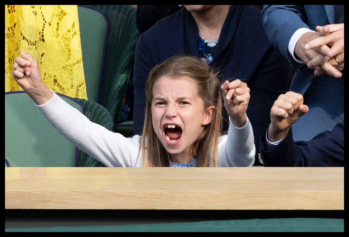July 16, 2023, London, London, United Kingdom: Prince William, Kate Middleton, Prince George and Princess Charlotte celebrate the end of the  Mens Final on the last day of the Wimbledon Tennis Championships in London. (Credit Image: © Stephen Lock/i-Images via ZUMA Press)