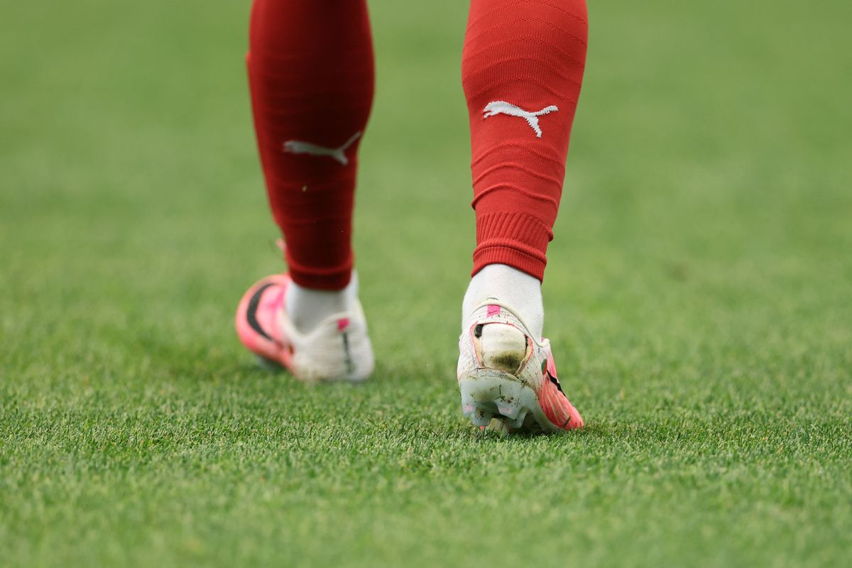 HOUSTON, TEXAS - JUNE 17: Detail of the boots of Pedro Neto #18 of Portugal during the FIFA World Cup 2026 Group K match between Portugal and Congo DR at Houston Stadium on June 17, 2026 in Houston, Texas. Molly Darlington/Getty Images/AFP (Photo by Molly Darlington / GETTY IMAGES NORTH AMERICA / Getty Images via AFP)