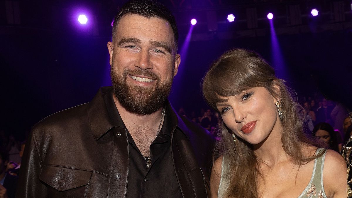 Taylor Swift and Travis Kelce at the 2026 iHeartRadio Music Awards held at Dolby Theatre on March 26, 2026 in Los Angeles, California. (Photo by Christopher Polk/Billboard via Getty Images)